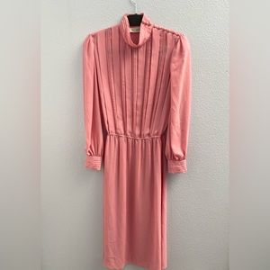 Vintage 70’s Neil Martin Chiffon Mauve High Neck Long Sleeve Dress